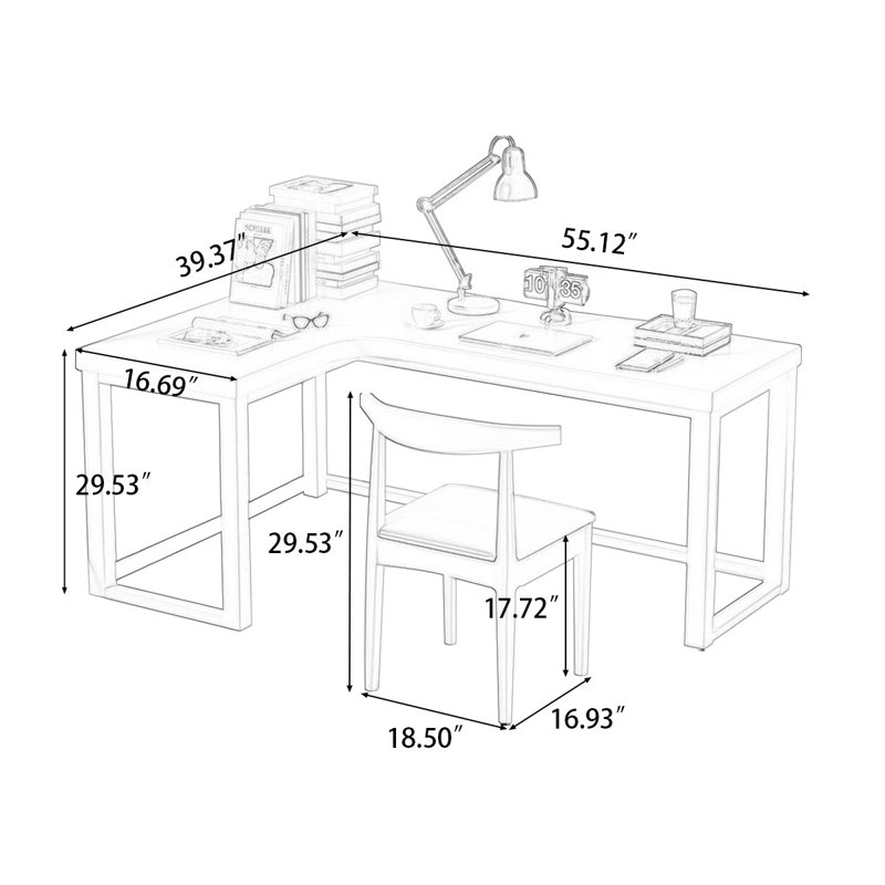 Corrigan Studio® Hayfa 2 Piece Solid Wood LShaped Desk And Chair Set